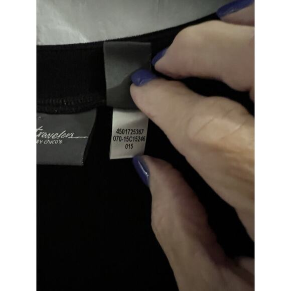 Chicos Travelers Black Boxy Sheer Chiffon Trim Sz 3/xl Wrinkle Free - Picture 4 of 7
